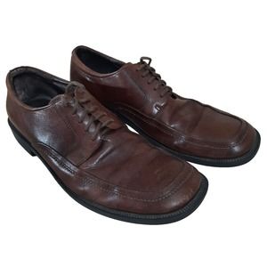 Mens Dress Shoes 12M Brown Leather Derby Oxford Lace Up Square Toe Kenneth Cole